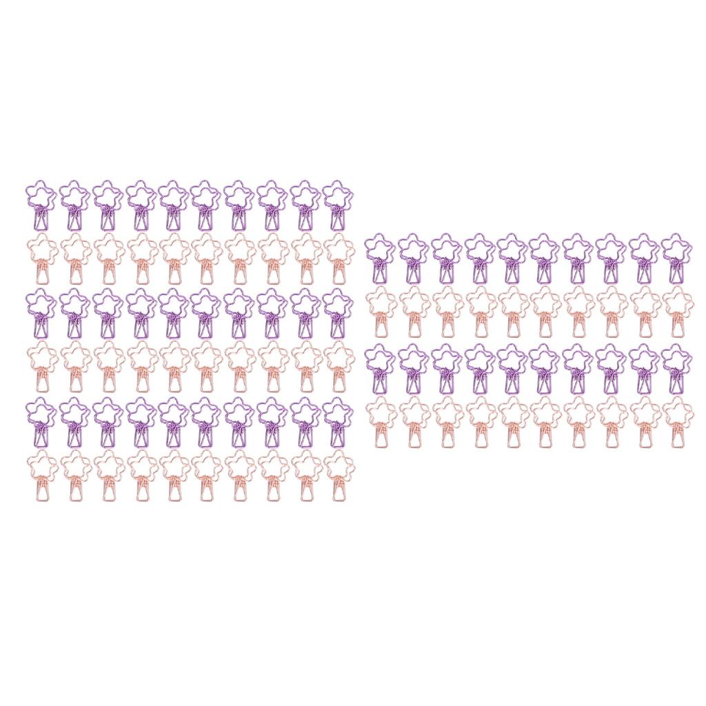 100 Stück Niedliche Büroklammern Cartoon Blumenform Roségold Lila Papierklemmen für Zuhause Schule Büro