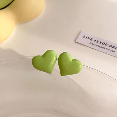 Exquisite Ceramic Love Heart Shape Stud Earrings Multicolor Anti-allergic Metal Pin Fashion