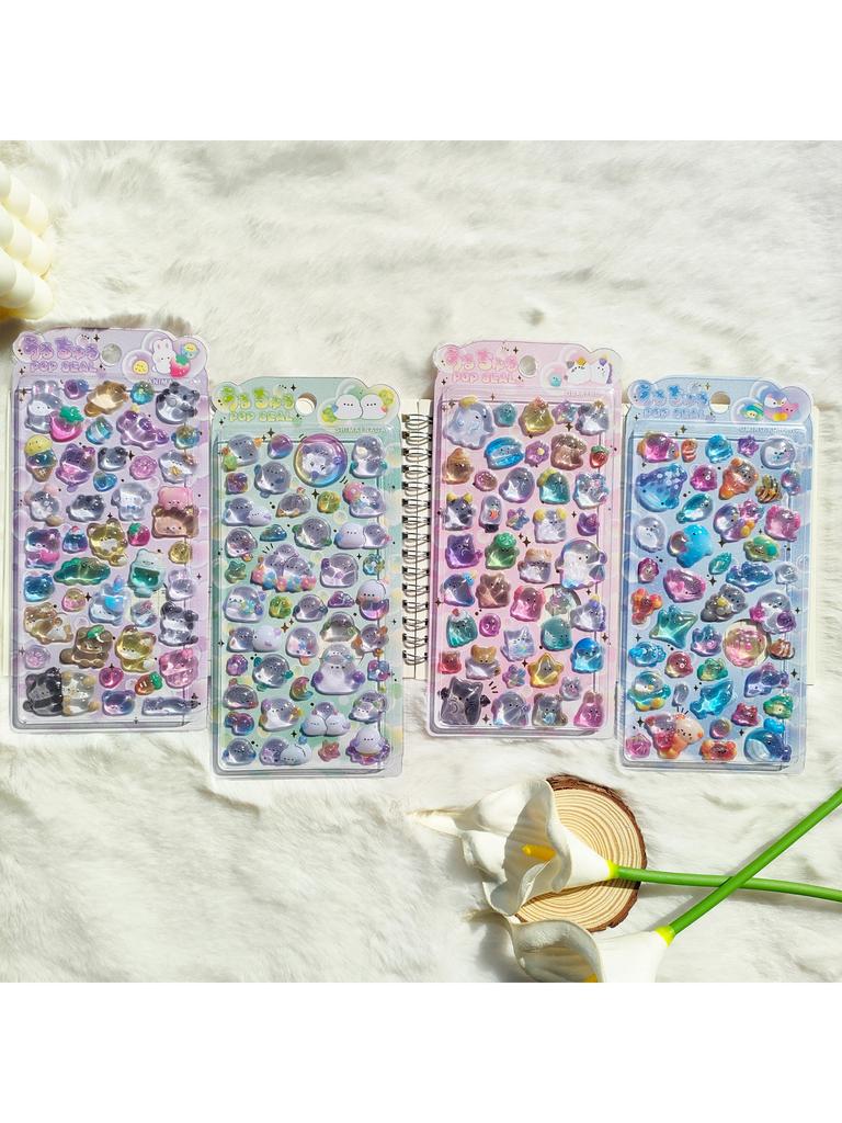shiny crystal decorative stickers featuring cute animal and flower designs suitable for phone cases and laptop stickers