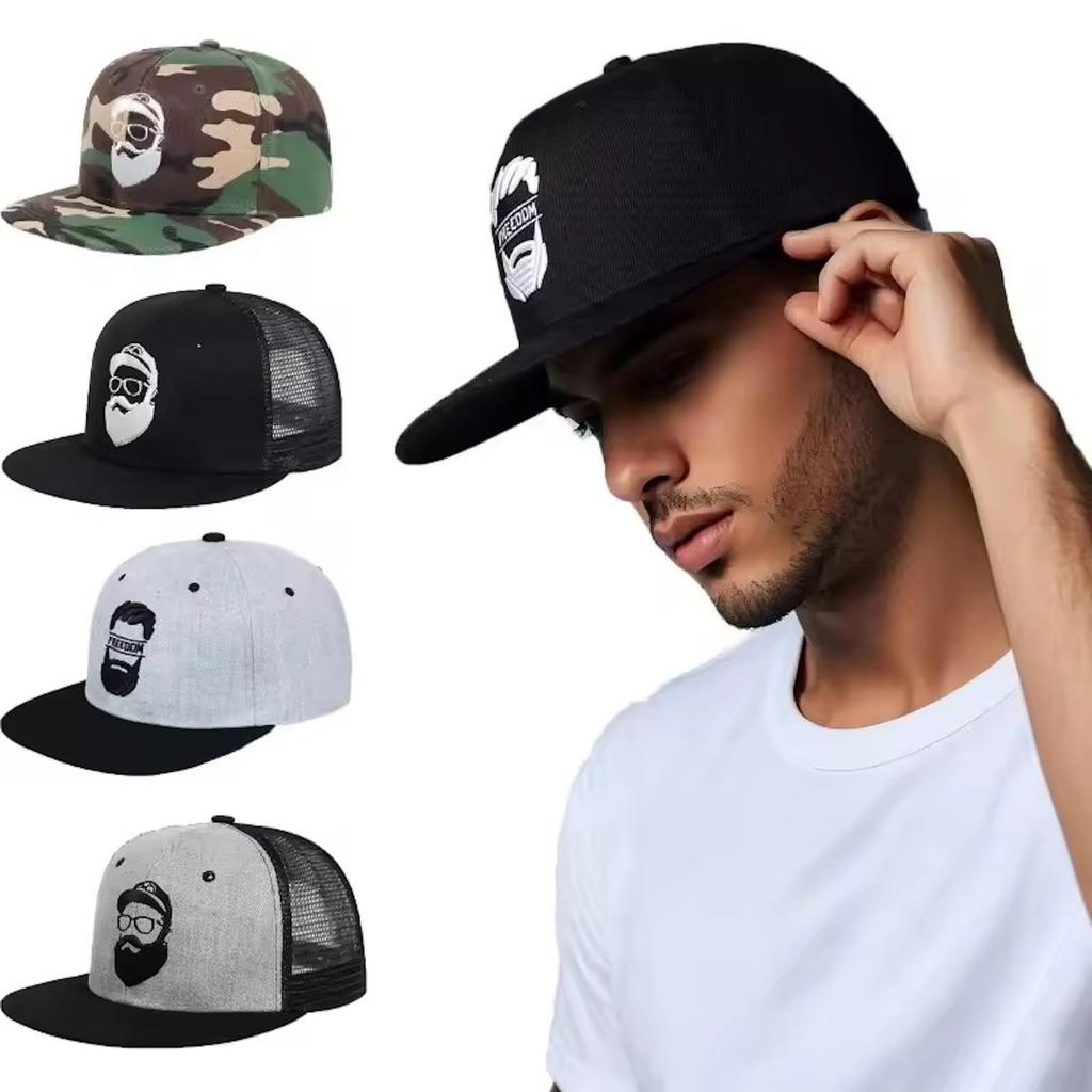 Morris coo Herrenkappe, Große Größe, Tiefer gerader Schnitt, Baseballkappe, Stilvoller Sonnenschutz, Verstellbar, Gestickt (Schwarz A (Gittergewebe))