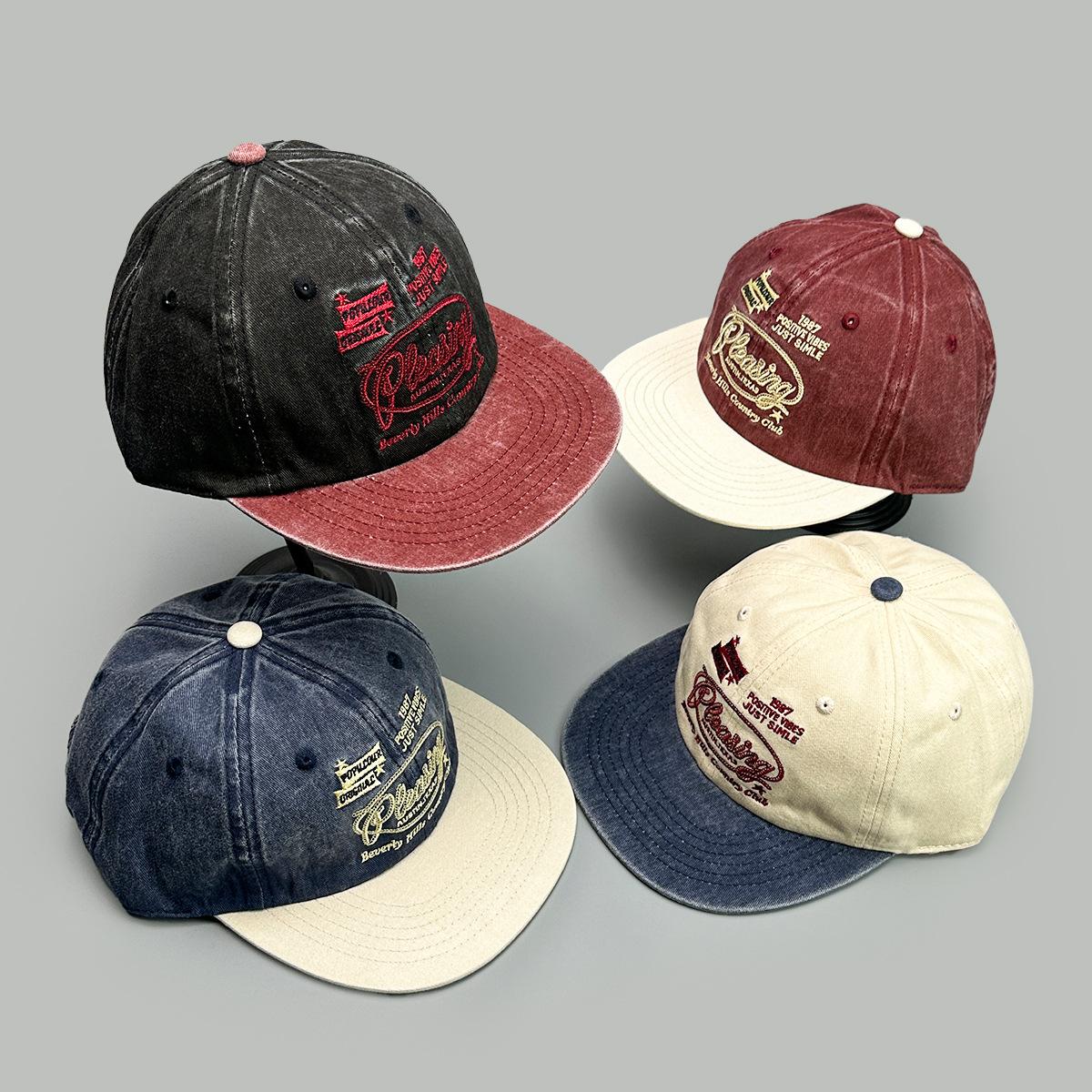 Fashion Accessorie Women's Black/Red/Blue Four Seasons Color Matching Alphabet Embroidery Baseball Cap Men's And Shade Flat Brim Personalized Peaked Cap 52-60Cm