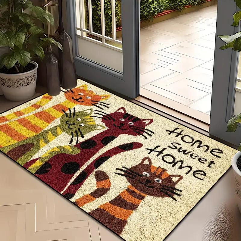 Cartoon Cat Rug - Indoor Entrance and Exit Floor Mat, Washable, Suitable for Kitchen and Bedroom, Decorative for Home