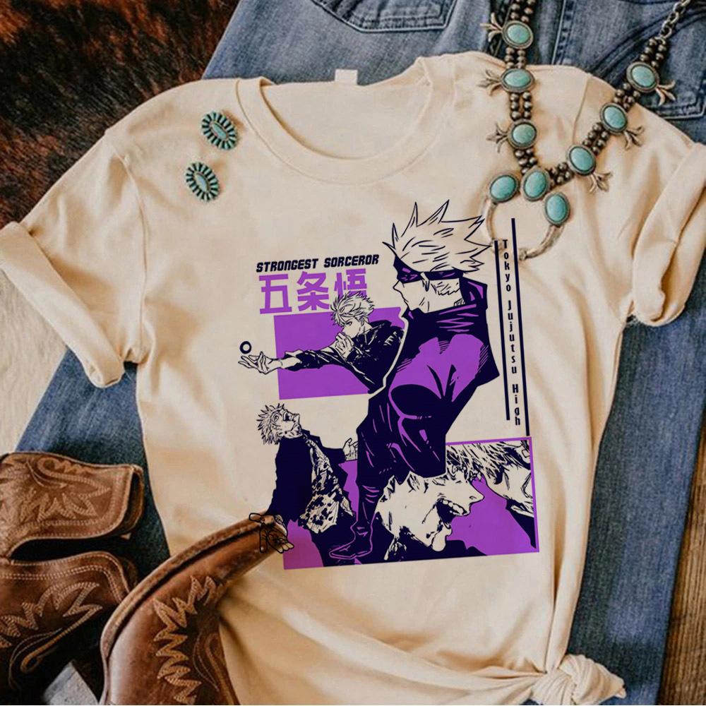 Jujutsu Kaisen shirt female korean clothes anime Grunge Gothic graphic Psychedelic Trendy korean clothes Breathable Graphic