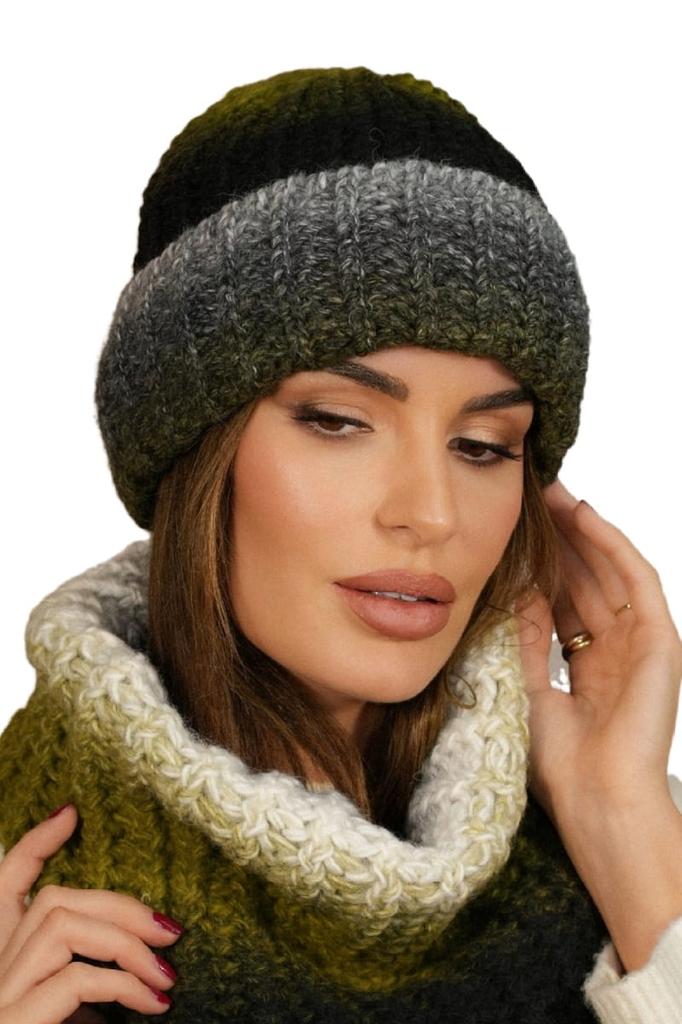 Blues Winter Shaded Hat Set with Snood Olive Color