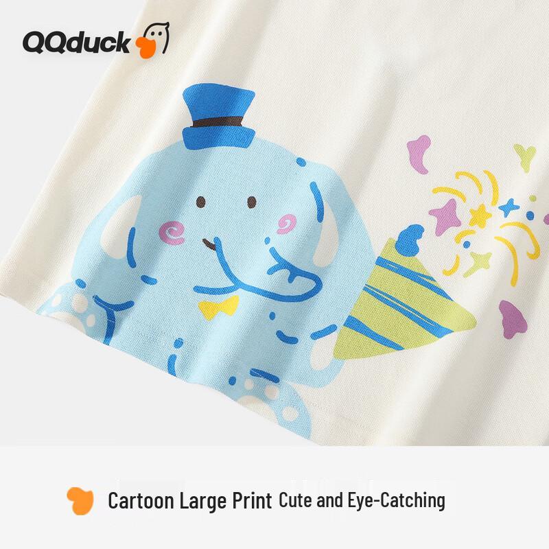 QQ DUCK Boys' Cartoon Elephant Short Sleeve Polo T-Shirt
