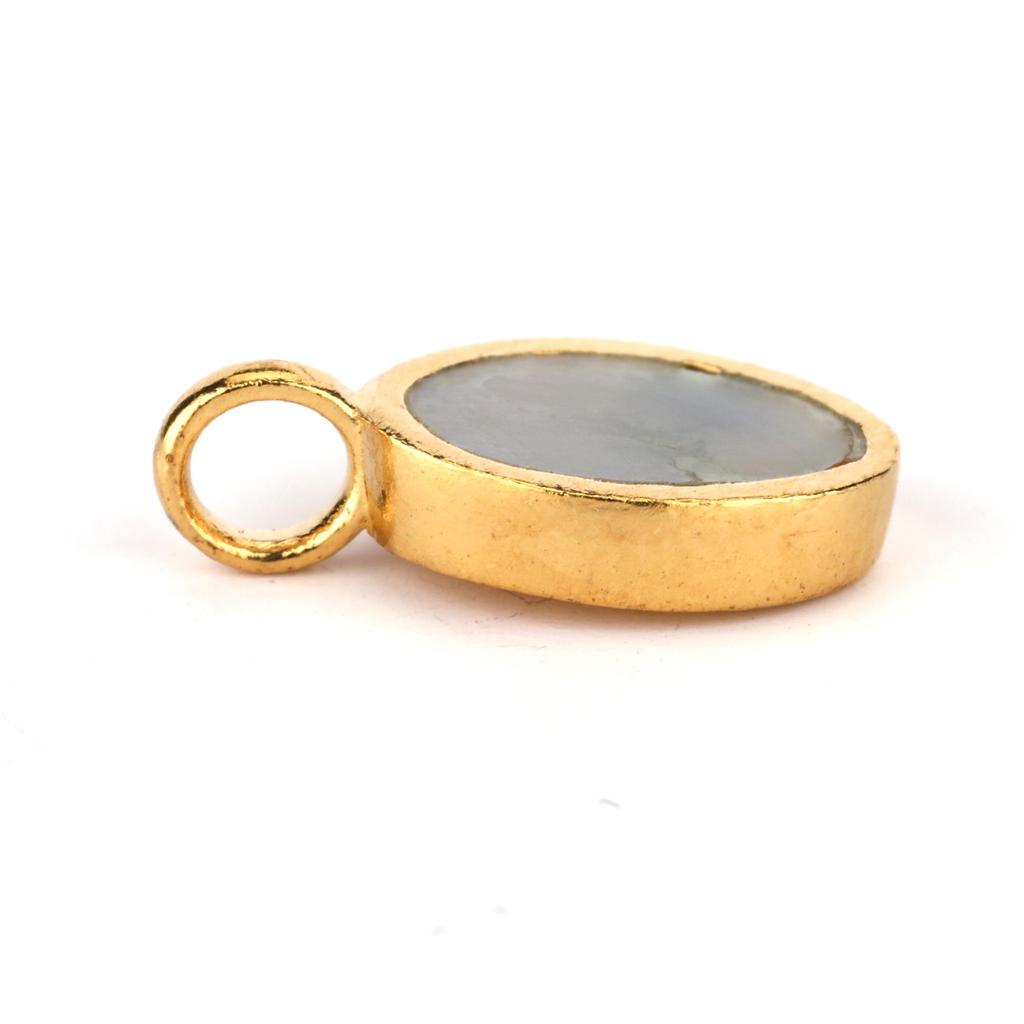 Mother of Pearl Oval Pendant 925 Sterling Silver Gold Plated Minimal Handmade Fine Jewelry Gift for Her