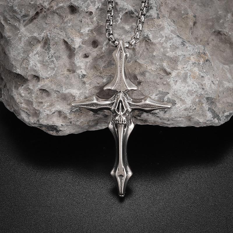 Street Dark Retro Bone Cross Jewelry Pendant Necklace
