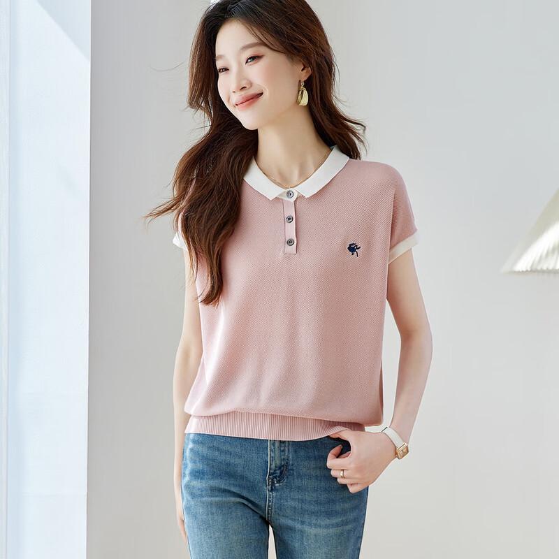 Srcr Silk-Blend Embroidered Knitted Lapel T-shirt