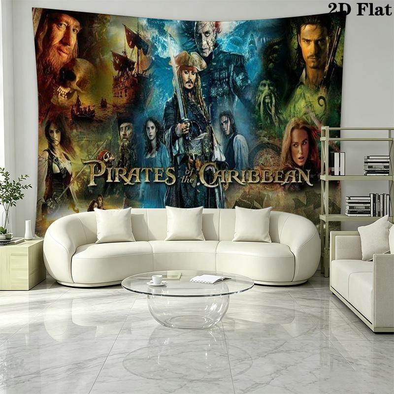 Caribean Pirates Wall Tapestry Aesthetic Wall Hanging Printed Fabric Blanket Decorative Tapestries for Bedroom Living Room Home Decor