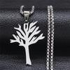 World Peace Tree of Life Necklace Titanium Steel Pendant Versatile Snake Bone Chain