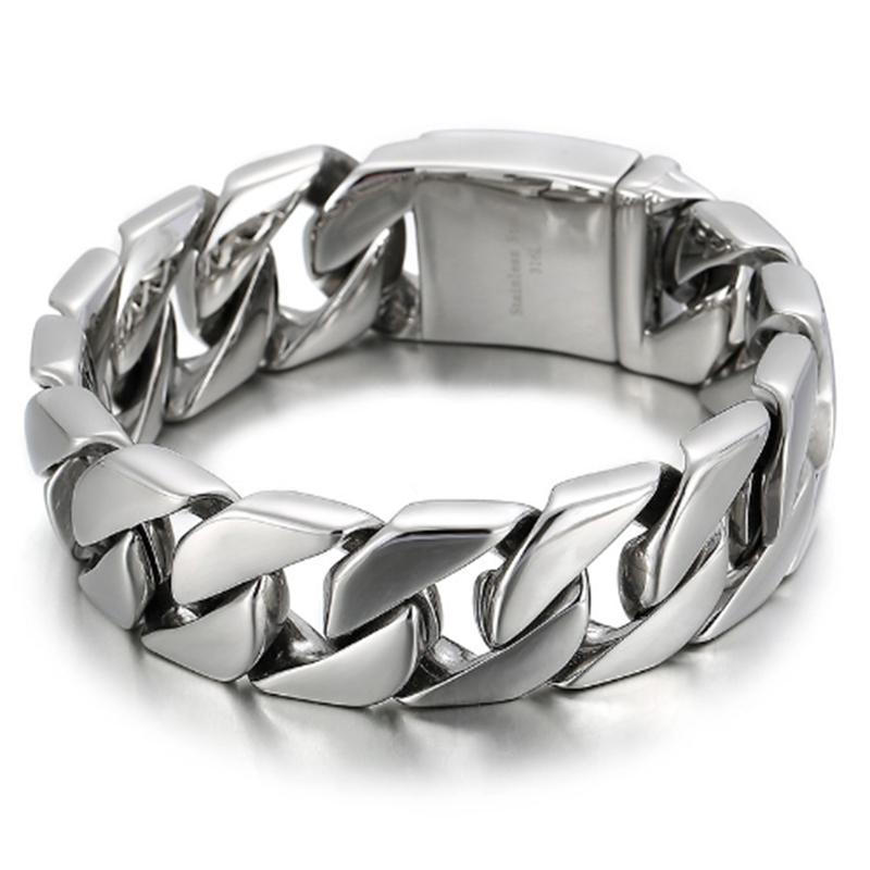 20MM Cuban Chain Thick Bracelet for Men Punk Stainless Steel Black/Gold Color Heavy Bracelet Personalized Party Gift Jewelry