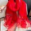 Bow Thin Silk Scarf Korean Lace Scarf Wraps Fashion Women Hijab Shawls  Lady