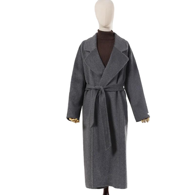 Herbst und Winter neue Wolle doppelseitiger Wollmantel Revers lang Pendler Temperament Damen dünner Wollmantel