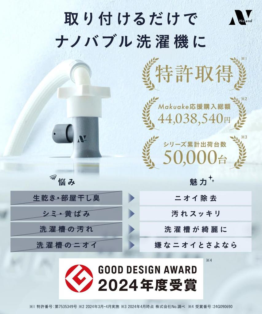 Noend Organic Fine Bubble Washing Machine Adapter Nano Bubble Generator Removal Odor Removal Washing Tank Brand Patented First in with Vertical