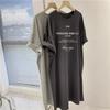 Vestidos de manga corta para mujer, vestido estilo camiseta de talla grande de verano, largo hasta la rodilla, informal, largo