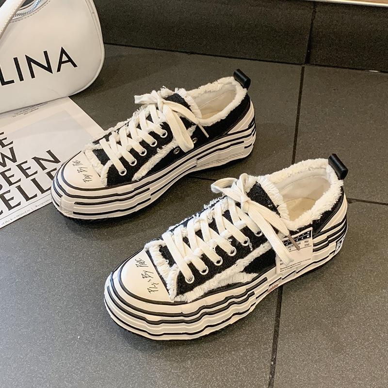 Wu Jianhao, the same platform canvas shoes, men's and women's shoes, Yu Wenle gene mutation, versatile couple board shoes, spring beggar single shoes