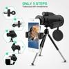 SENMONUS 12x50 Waterproof Monocular Telescope with Quick Smartphone Holder & Tripod, High Magnification Monocular with Hand Strap, Compact Monocular