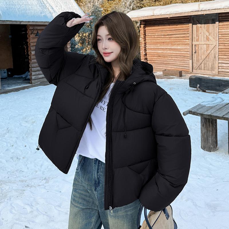 Down Cotton Clothes Women's Winter New Fashion Hooded Warm Thickened Casual Bread Clothes Jacket