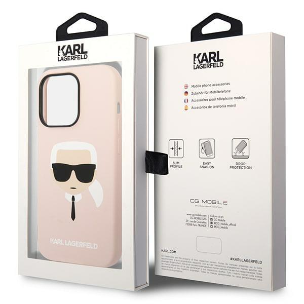 Karl Lagerfeld KLHMP14XSLKHLP iPhone 14 Pro Max 6.7" hardcase light pink/light pink Silicone Karl`s Head Magsafe