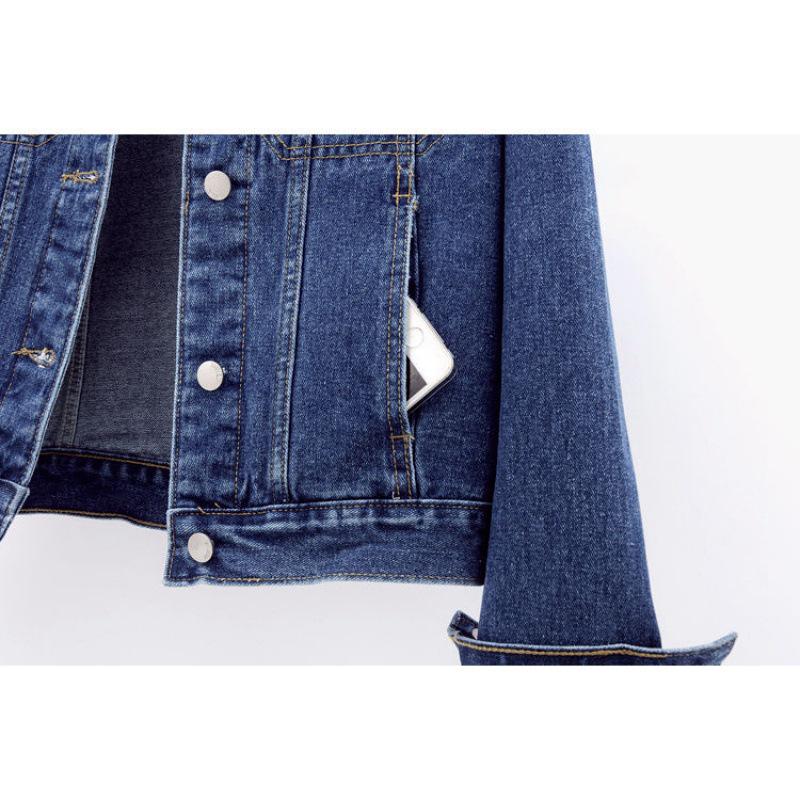 2023 Spring Women's Slim Fit Denim Jacket - Short, Versatile, Single-Breasted, Long Sleeve Cardigan Top