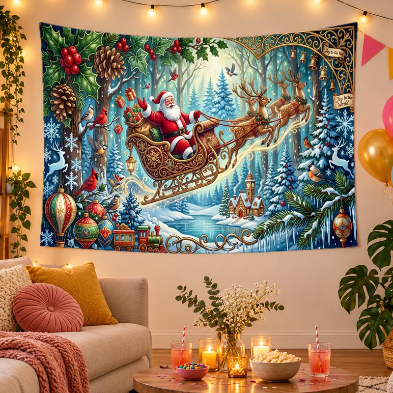 Weihnachtsthema Wandteppich, Xmas Wandbehang, Feiertags-Heim Schlafzimmer Dekoration