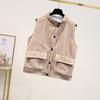 Vest for Women Cotton Winter Sleeveless Tops Vest Vintage Solid-Color Button Thickened Casual V-neck Vest