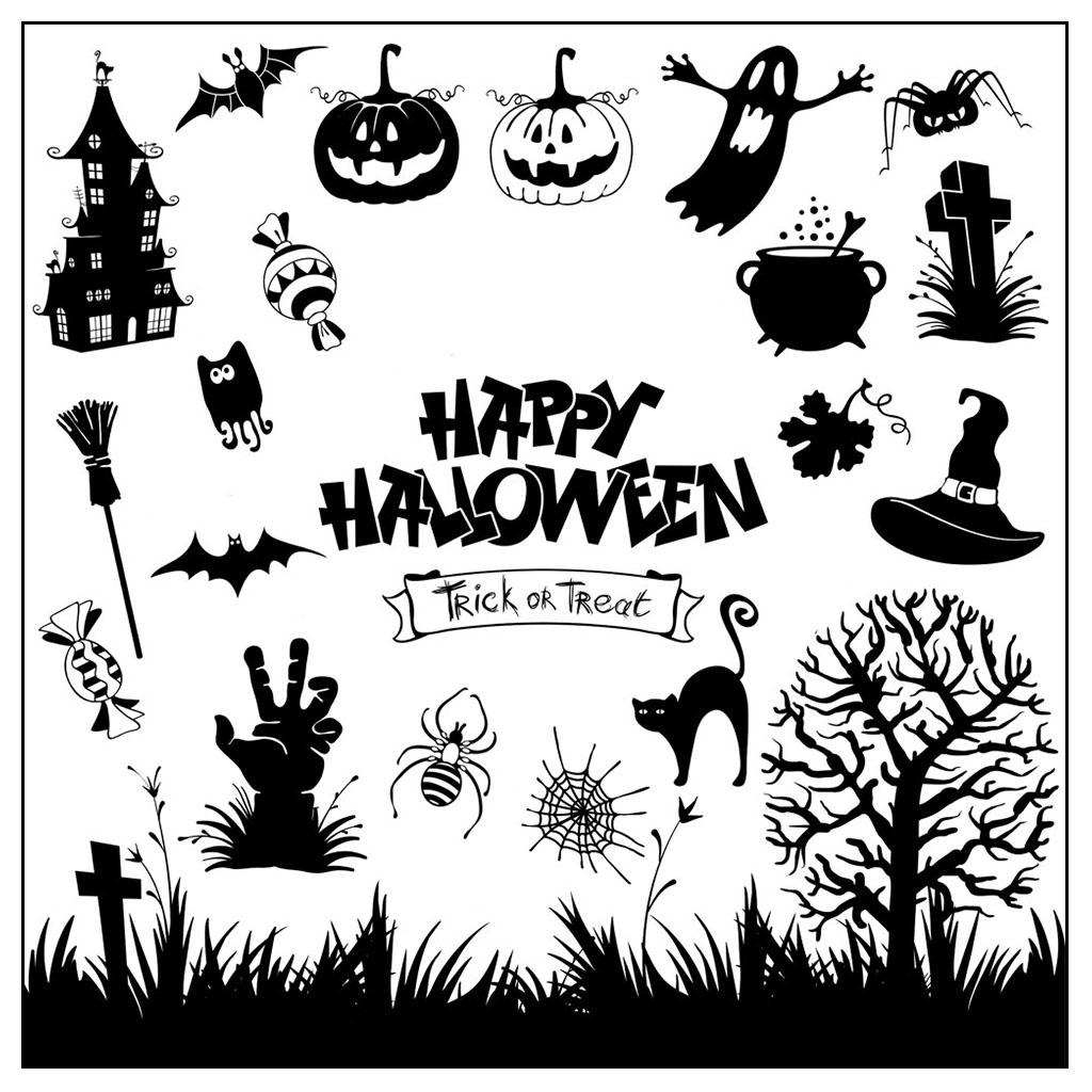 Halloweens Themed Clear Silicones Stamp Background Decoration Clear Stampers Halloweens Theme Pattern Decorative Stmap