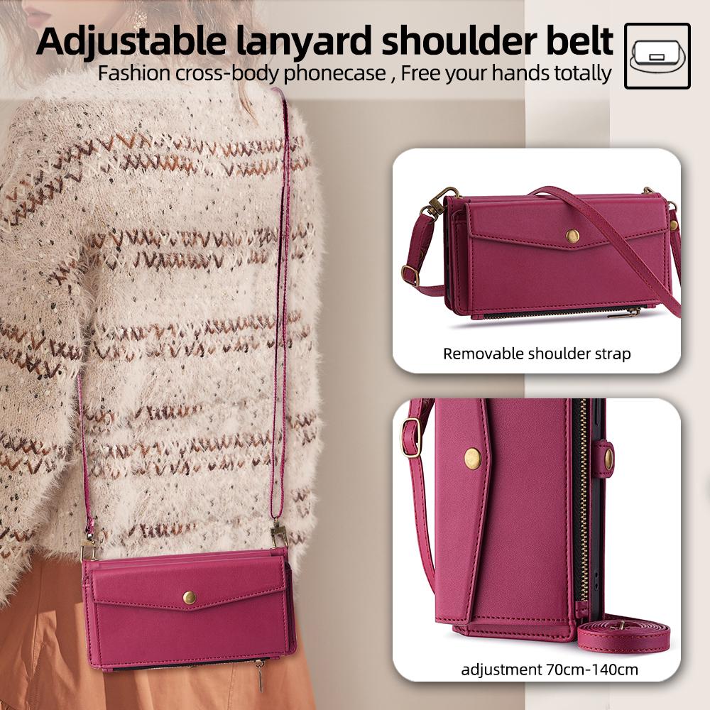 For OnePlus Nord CE4 5G Case Zipper Wallet Stand Leather Phone Cover with Adjustable Lanyard