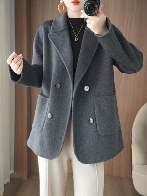 Stylish Women's Double-Faced Wool Coat - Petite Autumn & Winter Fashion