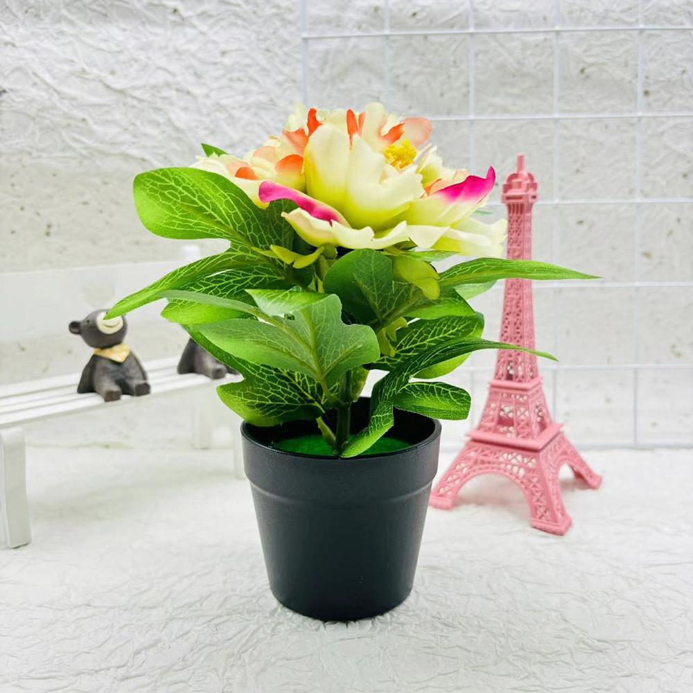 Peony Flower Artificial Pot Potted Plant For Home Decor And Living Room Display