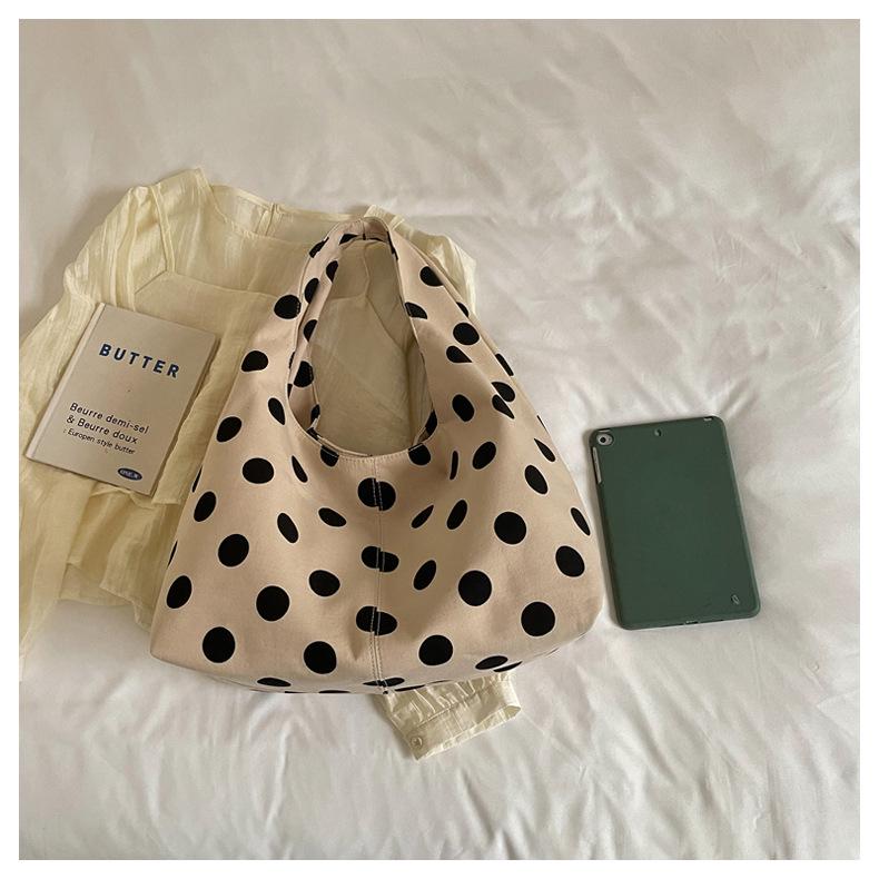 Niche Polka Dot Women's Single Shoulder Bag, Versatile Color Block Design, Large-Capacity Korean Style Underarm Bag