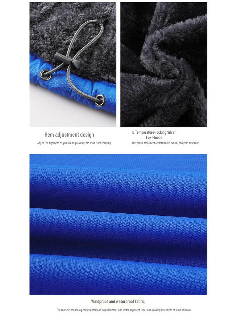 Wasserdichte Winddichte Herren-Outdoorjacke mit Plus-Samt-Futter, Dick gefüttert - Warmer Baumwollgepolsterter Mantel für Herbst und Winter