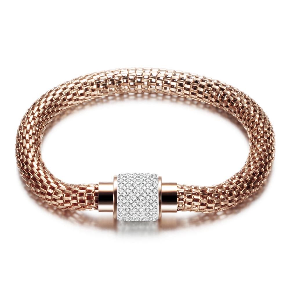 18 Karat Gold Inlay Diamant Hohl Edelstahl Retro Kabelarmband