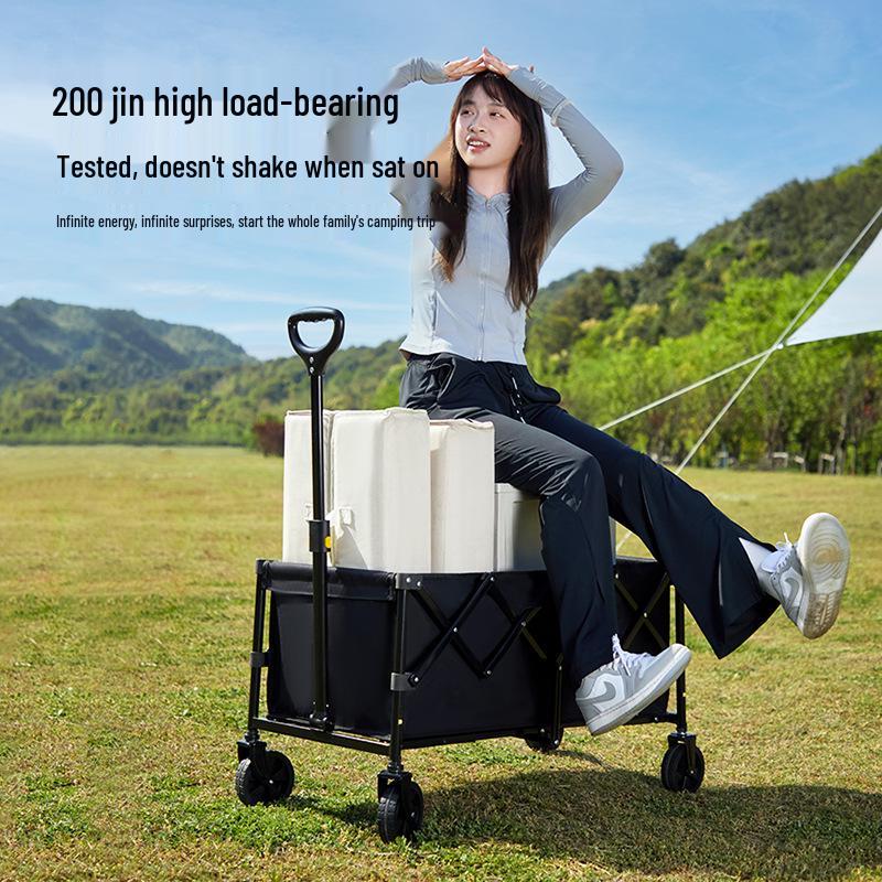 Large Capacity Foldable Camping Cart, Outdoor Handcart with Reinforced Carbon Steel - E18
