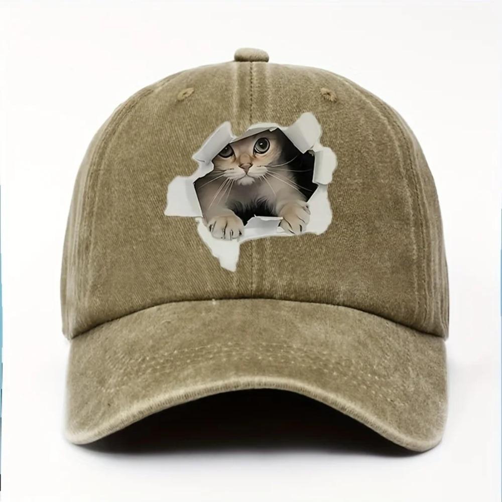 Funny Style Cat Patterned Baseball Cap with Adjustable Outdoor Casual Hat Suitable for Men Women Pet Enthusiasts Fashion Sun Hat