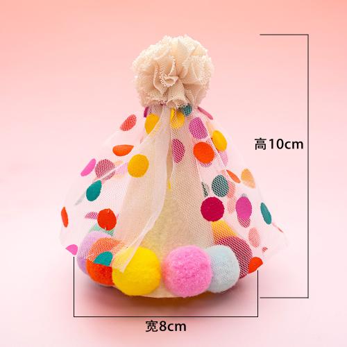 Pet Dog Birthday Party Dog Hat Candy Color Dot Lace Cat Bib Suit Cute Small Medium Dogs Costume Cap Pet Products Accessories