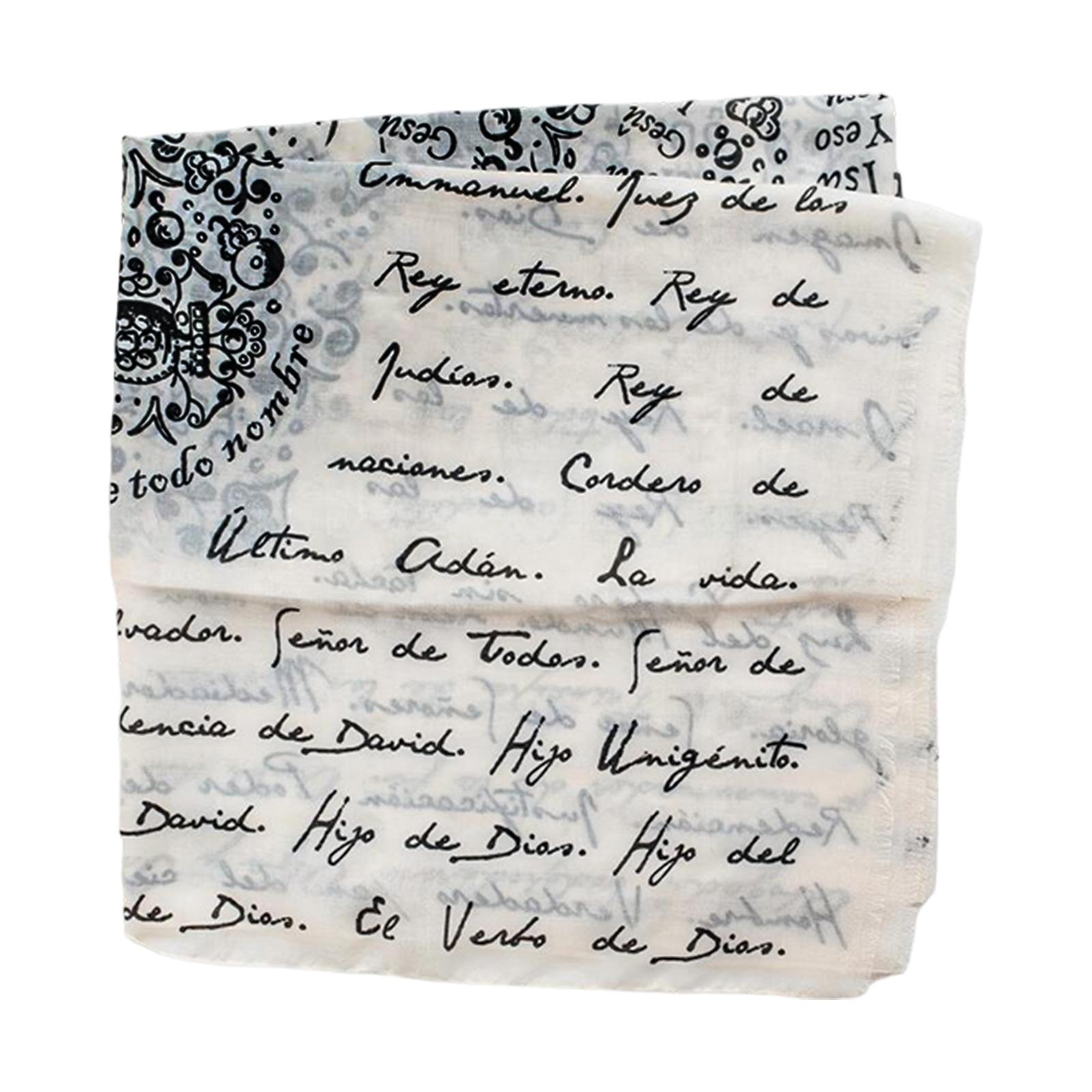 

Vintage Letter Print Chiffon Scarf, 170×70cm Lightweight Shawl For Sun One Size белый