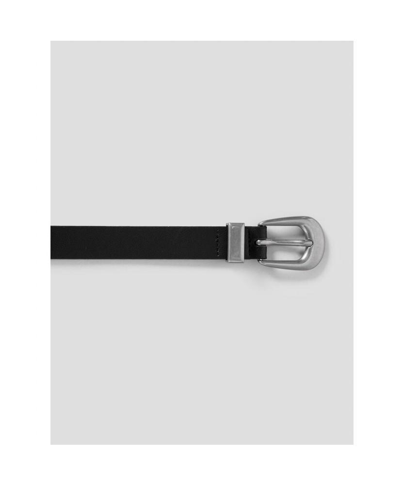 8SECONDS [Real Leather] 20Mm Slim Western Belt Black