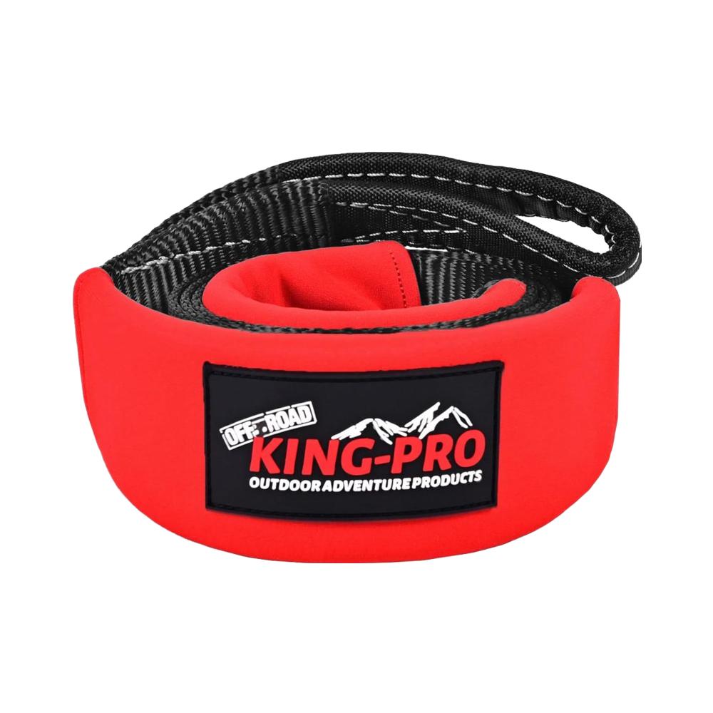 KING-PRO Red Polyester 3in X 8ft Emergency Recovery Tow Strap 33,000lbs Break Strength Tree Saver Rope SUV ATV Protector 3in x 8ft