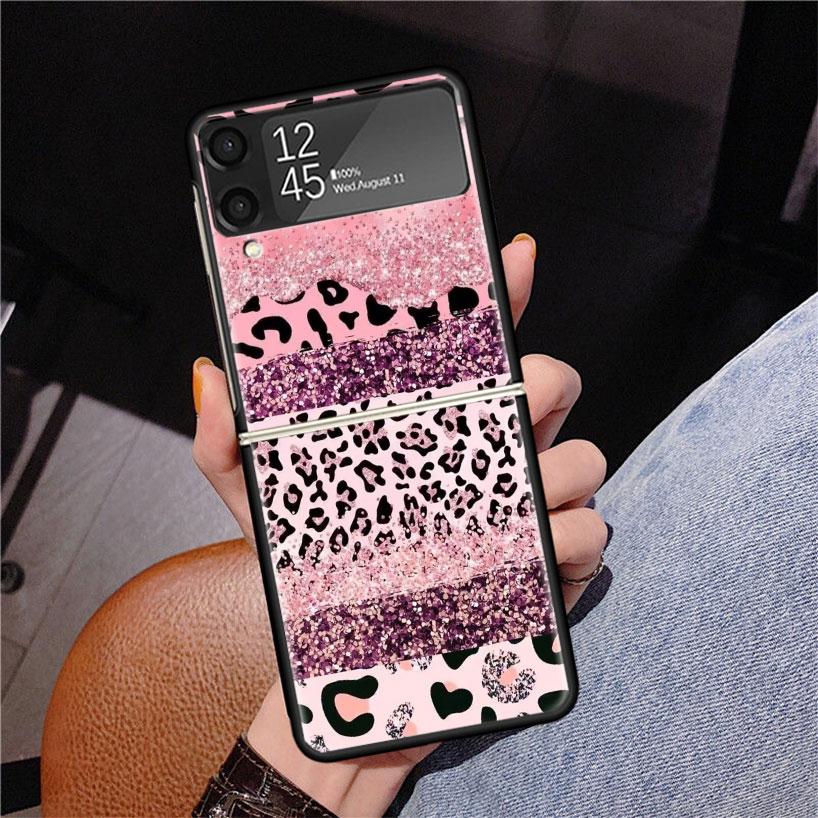 

Pink Leopard Print Phone Case For Samsung Z Flip 7 6 5 4 3 Galaxy ZFlip7 ZFlip6 ZFlip5 ZFlip4 ZFlip3 5G Print Cover Samsung Z Flip 3