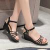 Móda Dámské sandály 2024 Léto Nová móda Venkovní boty s rybí tlamou pro ženy Jednobarevné gladiátorky Dámské