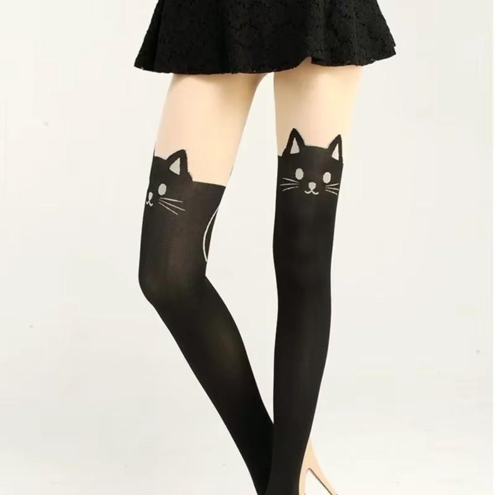 Romantic Cat Printed Socks Cute Thigh Socks Fashion Thigh High Over Knee Women