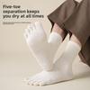 Fall/Winter Men's Five-Fingered Socks with High Elasticity, Pure Color Mid-Calf Tights, Sport-Style Sweat Absorbing and Anti-Turning-Up Long Socks