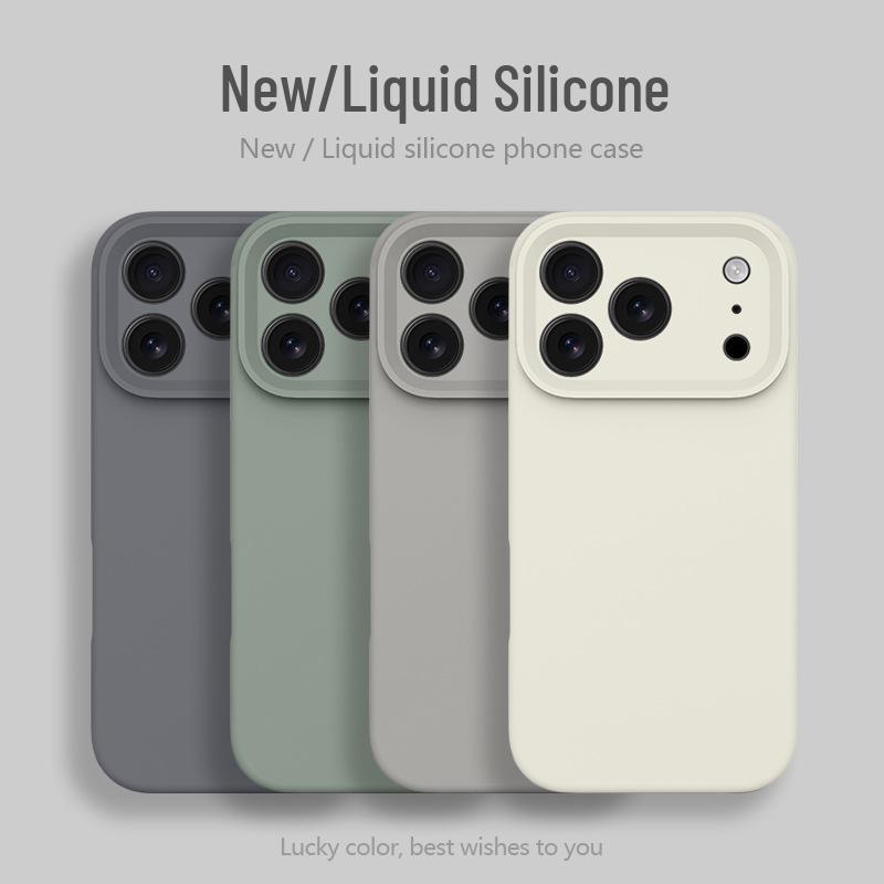 Liquid Silicone Airbag Drop-Proof Phone Case for Apple 17Promax - Solid Color, Fine Hole Design for Women