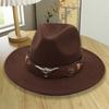 Hat Men's and Women's Felt Hat Fashion Personality Size Bull Head Jazz Hat Mongolian Tibetan Western Riding Sun Hat