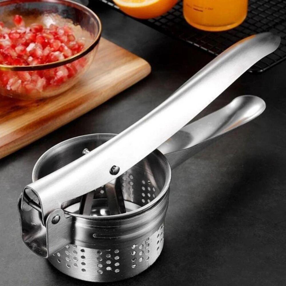 Stainless Steel Manual Stuffing Squeezer Bottom Hole Fruit Ricer Presser Potato Masher  Garlic