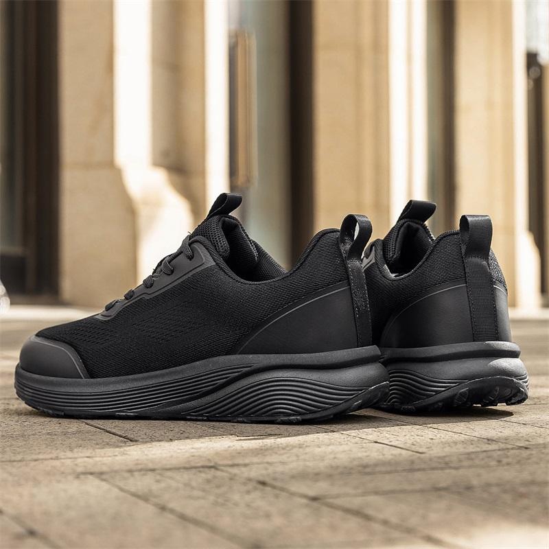 Men Wide Toe Box Running Shoes Knitted Mesh Casual Sneakers Thick Sole Breathable Lightweight Athletic Footwear for Jogging