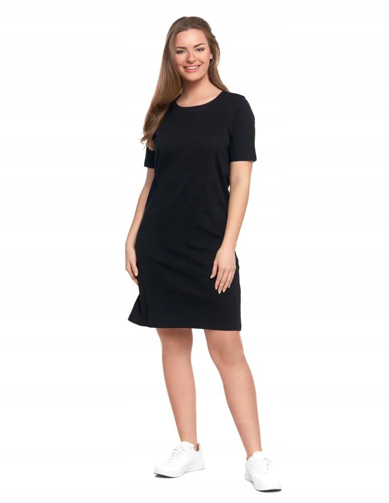 Women's Cotton Dress Short Sleeve Above Knee Comfortable MORAJ S BLACK