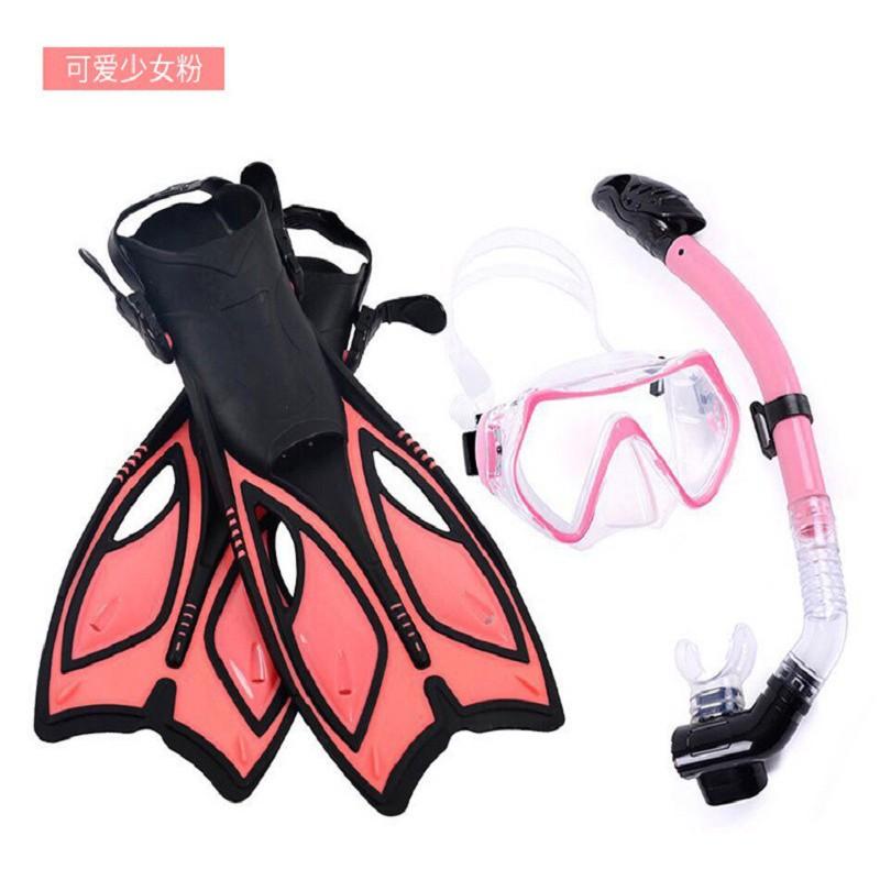 Schnorchelausrüstung Set Full Dry Silikon Myopie Anti-Beschlag Tauchmaske Flossen Schnorcheln