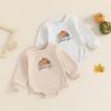 Newborn Baby Boys Girls Halloween Romper Long Sleeve Crewneck Letter Pumpkin Embroidered Casual Jumpsuit